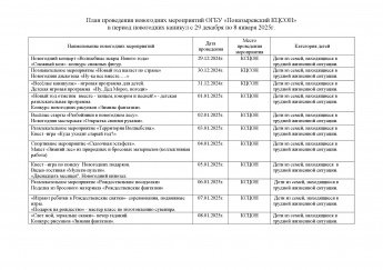 План проведения новогодних мероприятий ОГБУ «Поназыревский КЦСОН»  в период новогодних каникул с 29 декабря по 8 января 2025г.