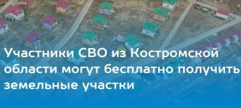 В Костромской области участникам СВО будут выделять бесплатные земельные участки для индивидуального строительства